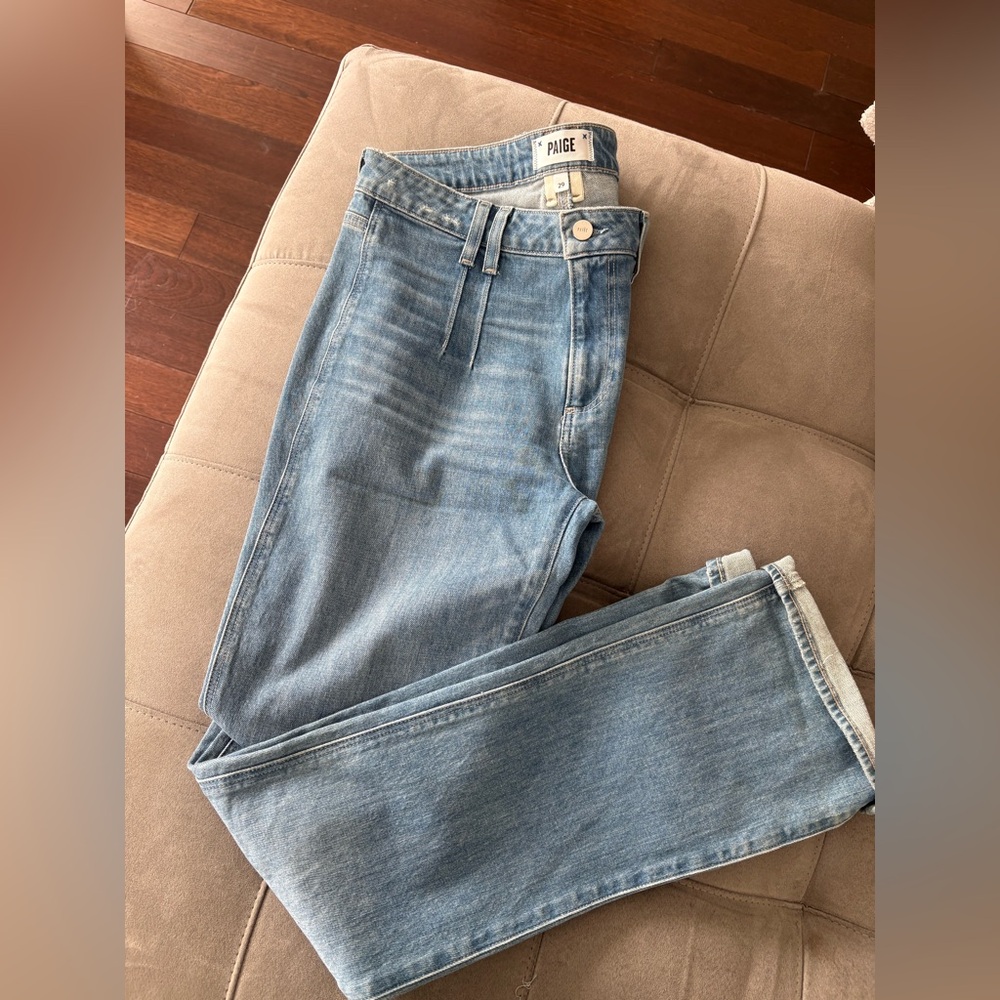 PAIGE Manhattan Mid Rise Blue Boots Jeans Size 29 Vintage Style Double Loops - Picture 8 of 15